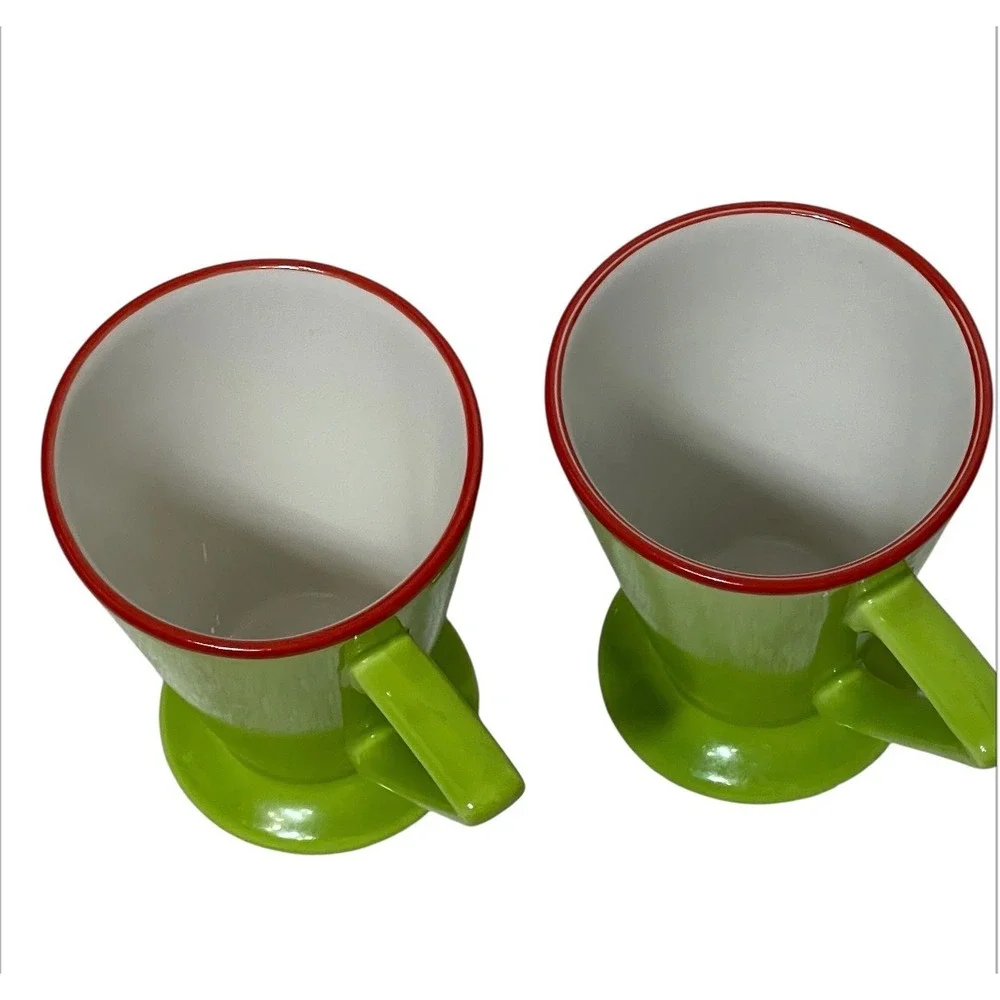 Pier 1 Angleterre England Retro‎ Green Footed Coffee Mugs Novelty Tea Cups set